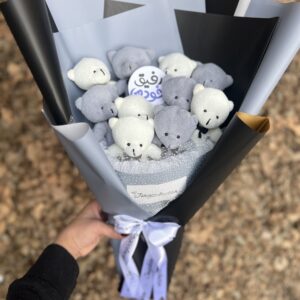 بوکت خرسی طرح دسته گل و کارت M64