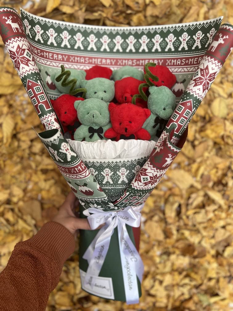 قیمت دسته گل خرسی کریسمسی